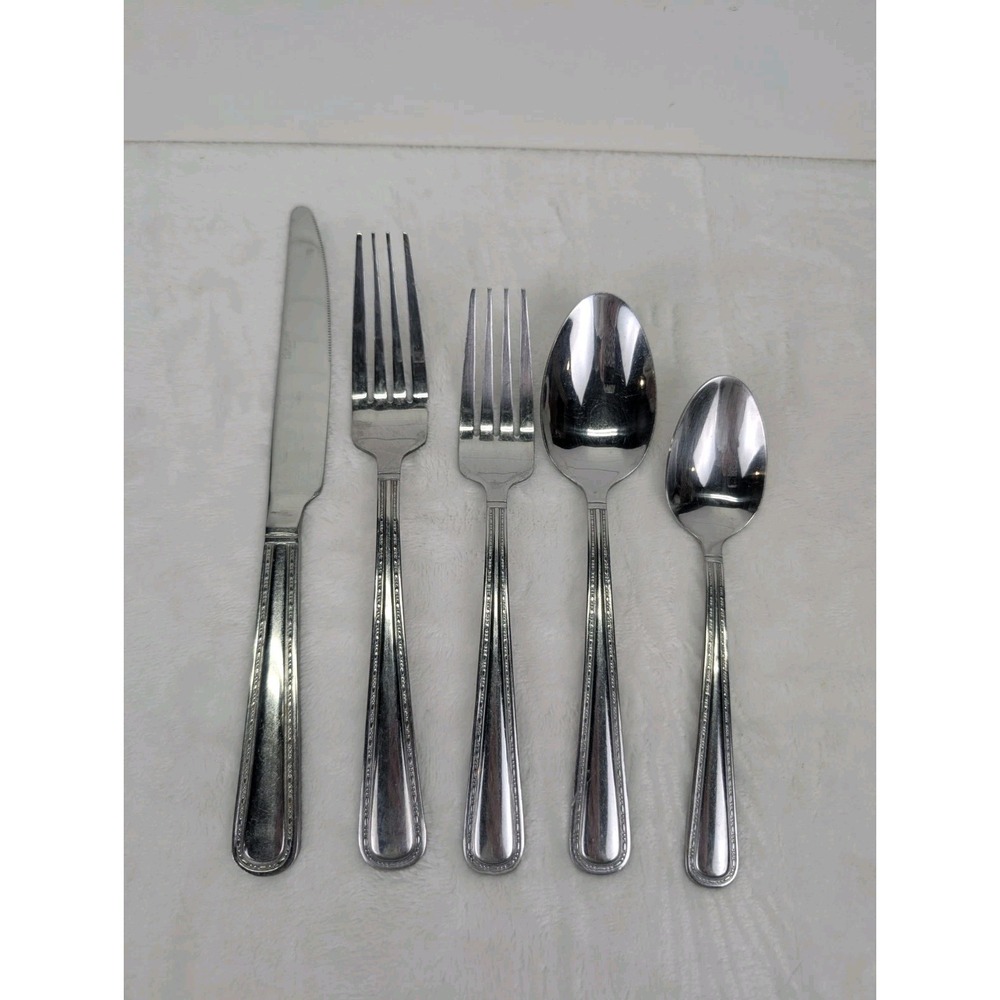 Pfaltzgraff 18/0‎ Flatware Lot Of Stainless Steel Forks Knives Spoon Dotted